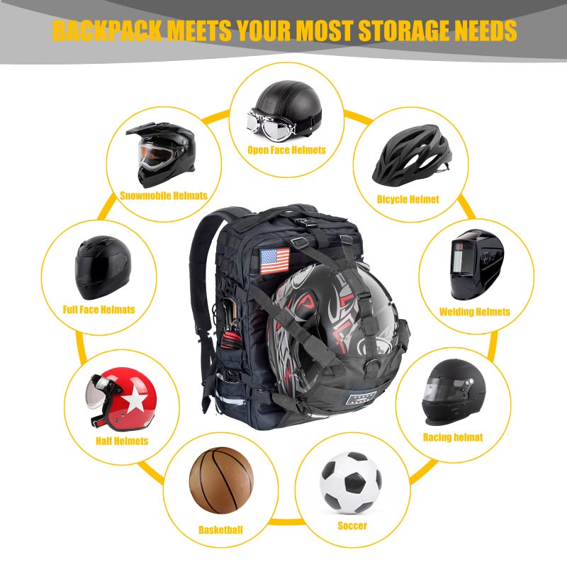 Sresk Large Capacity Motorcycle Helmet Backpack, Motorcycle Riding Hiking Backpack for Cycling - Image 4